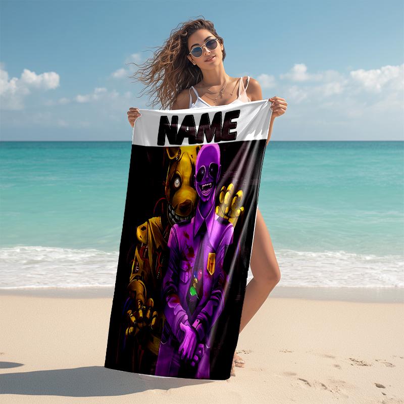 Personalized Customized Proof Beach Towel with Five Nights At Freddy's Pattern - Soft, Absorbent, Quick-drying, Perfect Swimming, Camping&bathing