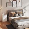 Set di 2 comodini, 3 cassetti, Design senza maniglie, Aspetto legno, Bianco