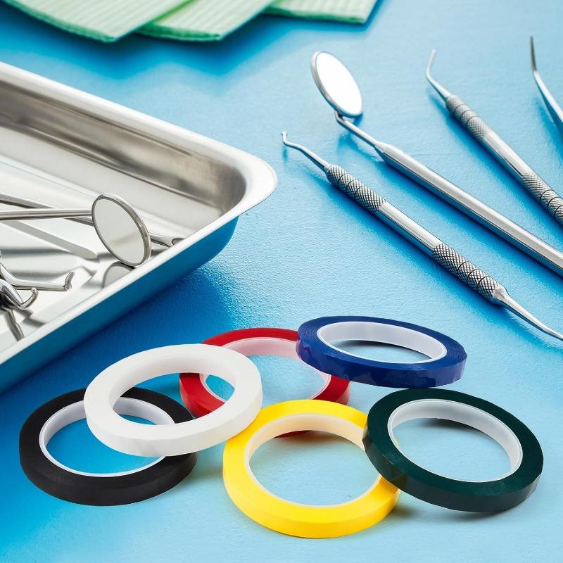 6Rolls 5Mm Colorful Dental Instruments Identification Tape 66M Length High Temperature Resistance, 6 Color