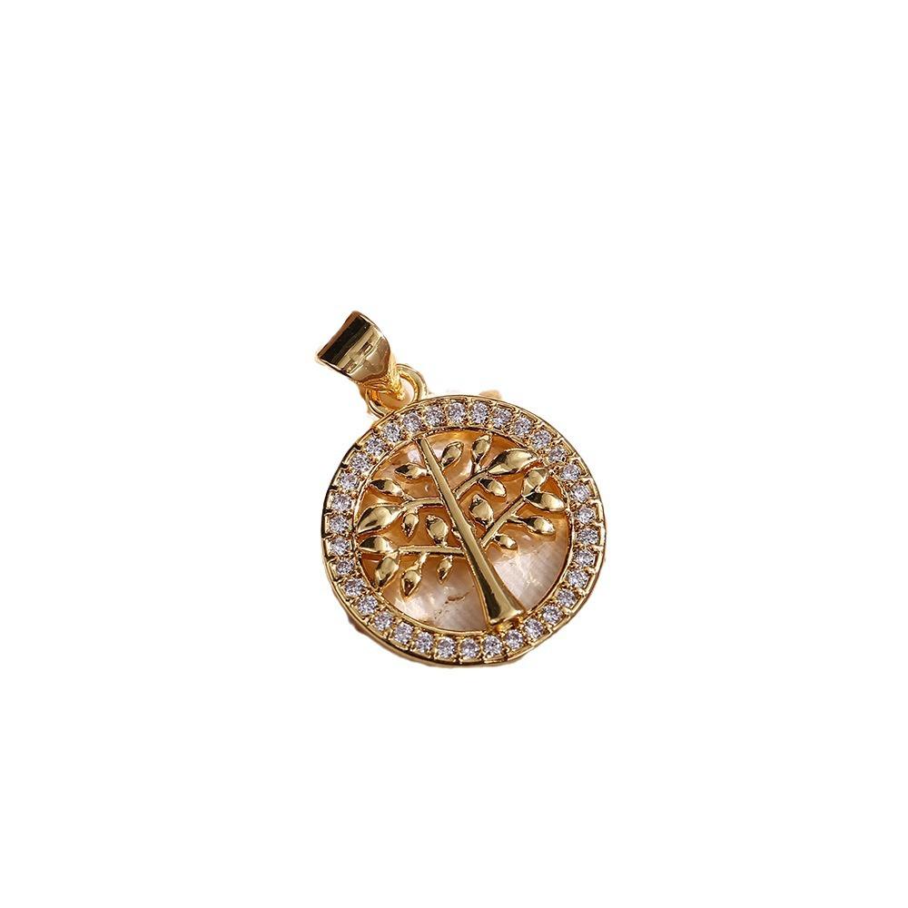 Metal Hollow Pendant Diy Life Tree Inlaid Opal Pendant Pendant Women'S Necklace Accessories Material
