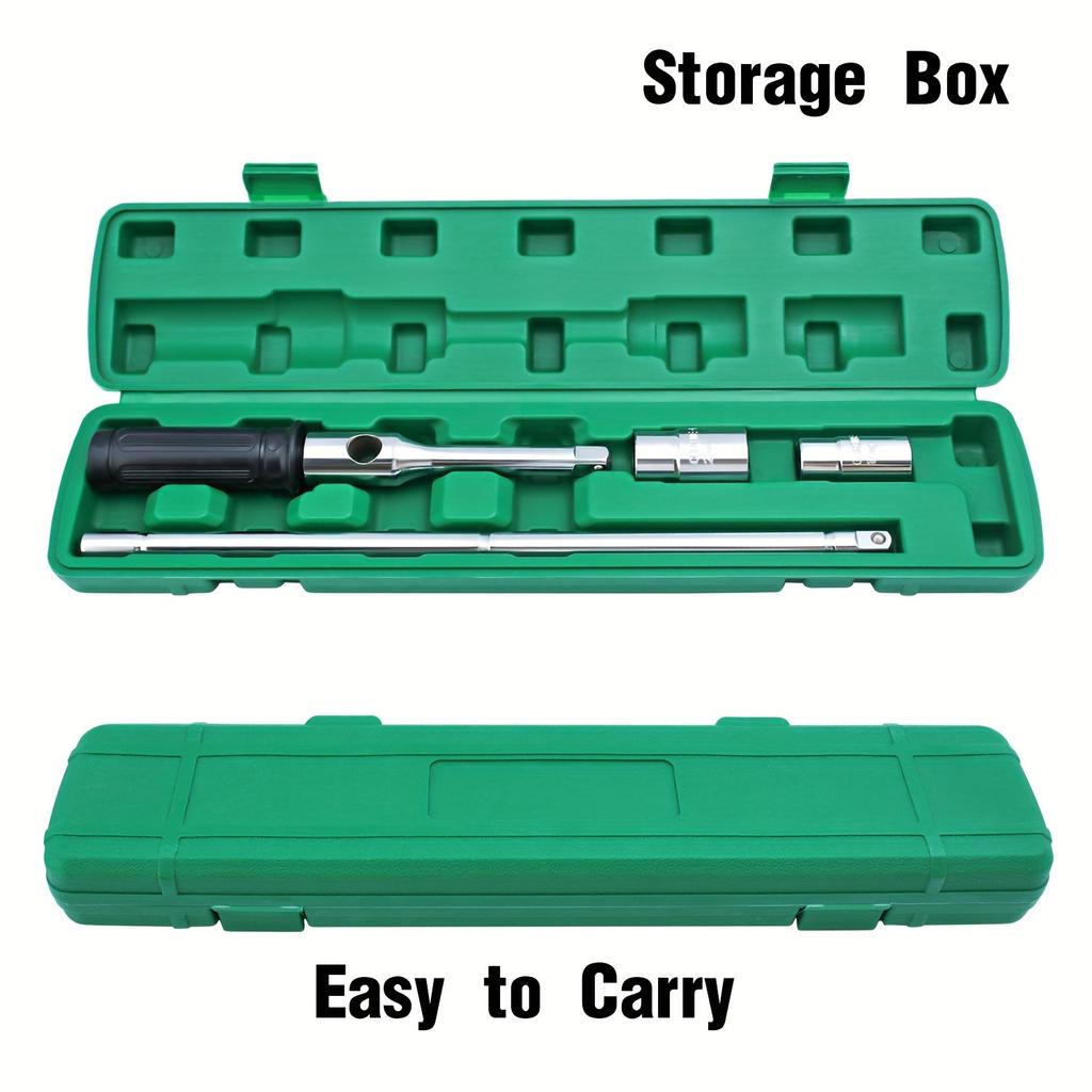 16''Extended Lug Wrench with Blow Storage Case 4 Way Wheel Nut Wrench with Standard Sockets(17mm 19mm 21mm&23mm)Tire Iron Wrench