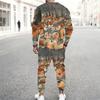 Men Black Background Purple Rose Skull Blue Butterfly Print Long Sleeve Sweatshirt Jogger Pants Two Piece Suit