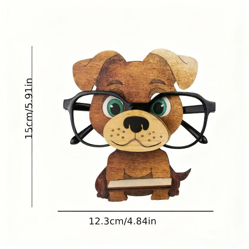 

Fun Cartoon Wooden Dog Glasses Holder Storage Rack, Creative Desktop Craft Glasses Display Stand, Home And Office Decoration.