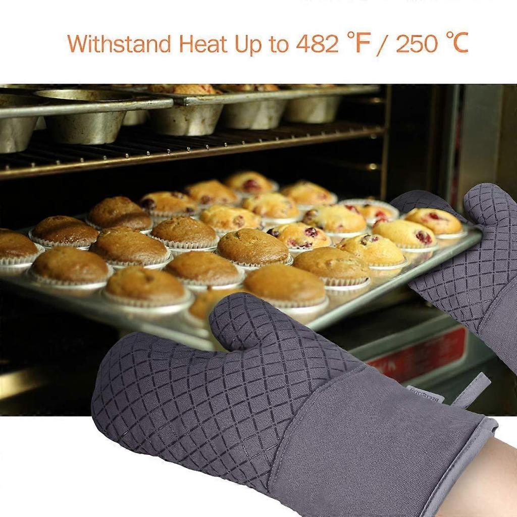 Oven Mitts and Pot Holders Set of 4, 500F Heat Resistant Oven Gloves with Silicone Non-Slip for Kitchens, Grilling