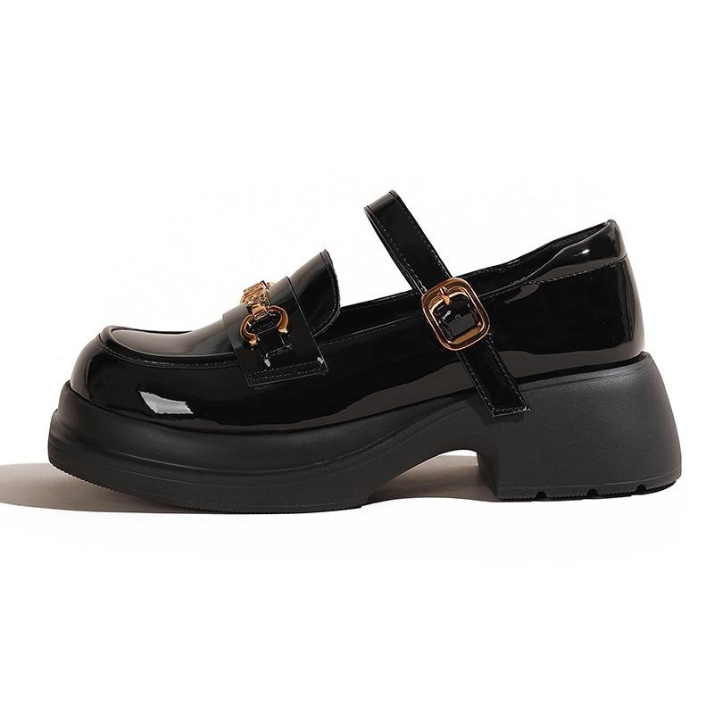 thick-soled black Mary Jane single shoes women's shoes new spring niche loafers small leather shoes