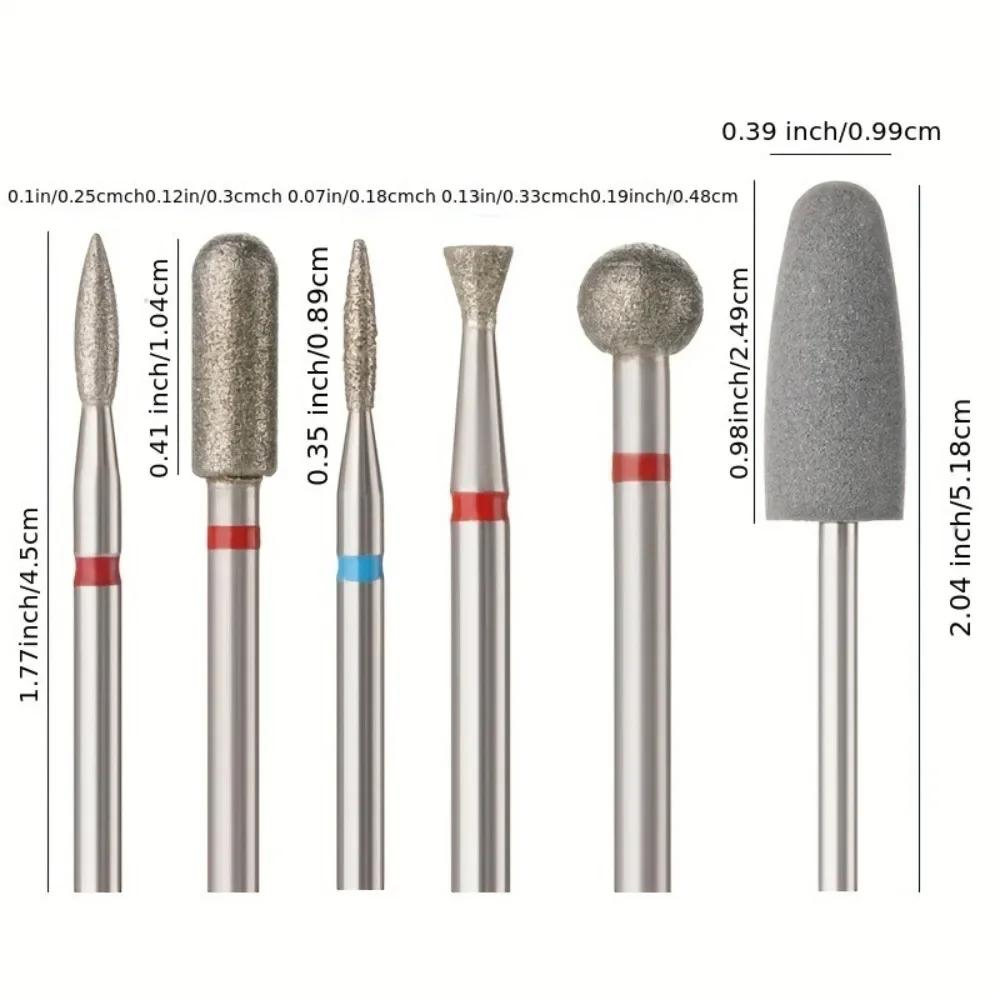 6pcs/set Diamond Sand Nail Files Drill for Removing Acrylic Nail Tools Nail Grinding Head Electric Manicure Set