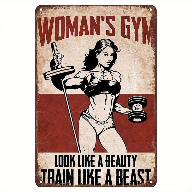 Gym Motivation Metal Tin Sign Fitness Weightlifting Dumbbell Wall Art Decor Home Gym Garage Man Cave Poster Painting