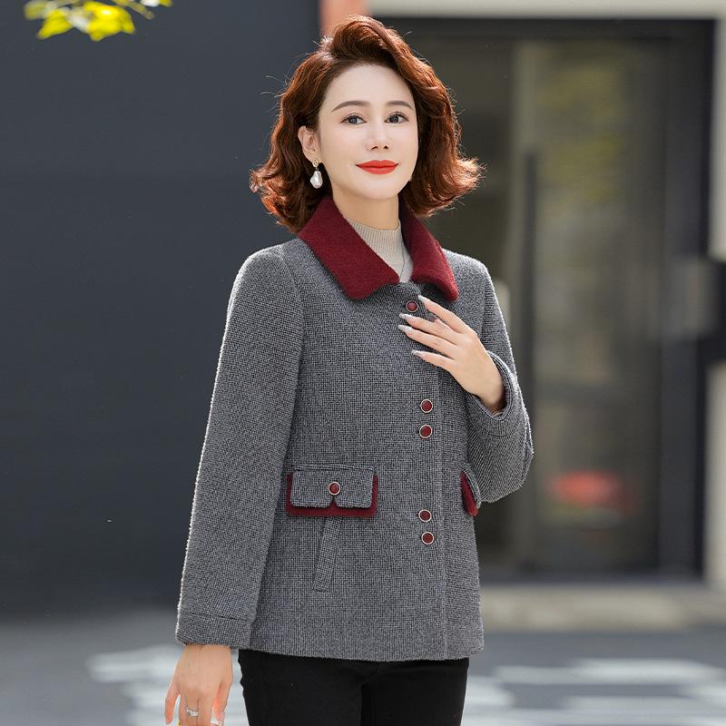 Mom's Quilted Woolen Coat: Petite Faux Mink Velvet for Middle-Aged & Elderly Women's Fall & Winter Clothing