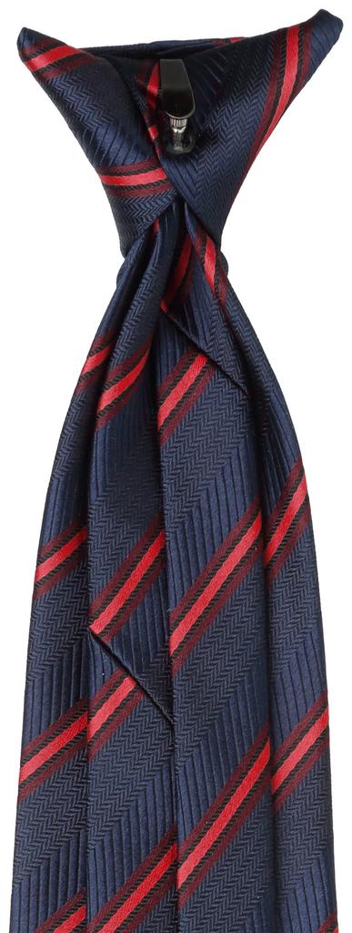 [KnotKnot] One-touch necktie 018493-20000-2917 01 Navy base, red stripe FREE