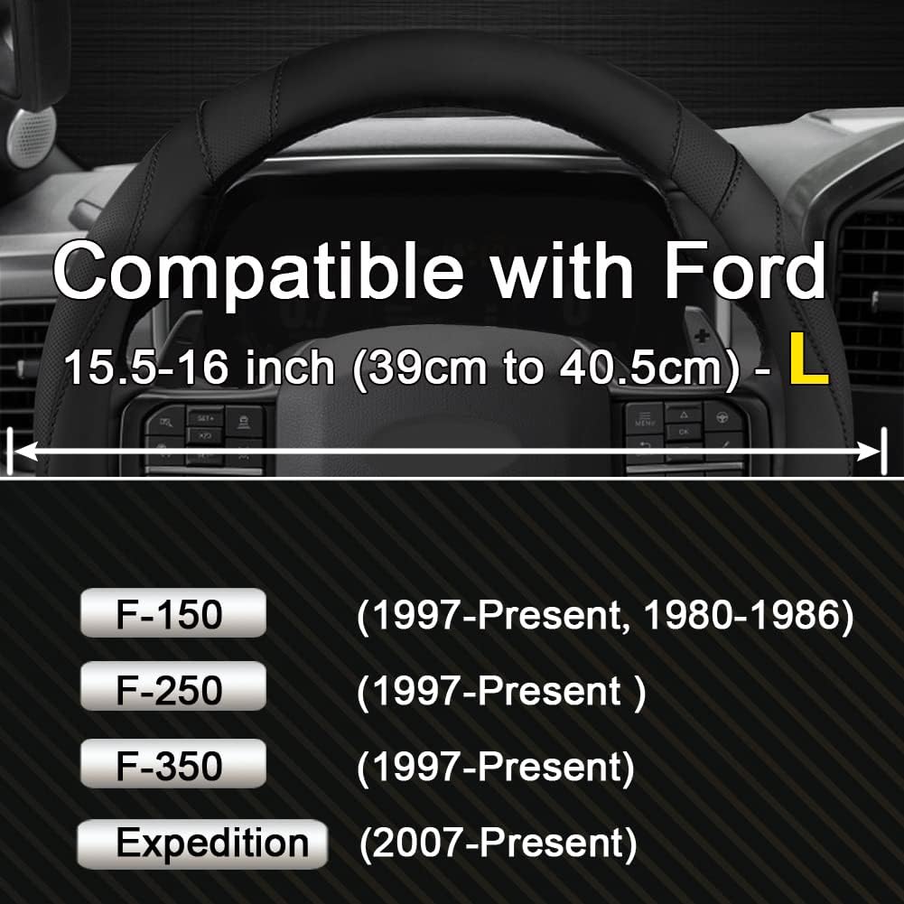 West Llama Customized Auto Car Steering Wheel Cover for Ford F-150, F-250, F-350, Expedition (Black)