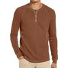Men S Long Sleeve Waffle Knit Round Neck T Shirt Basic Top