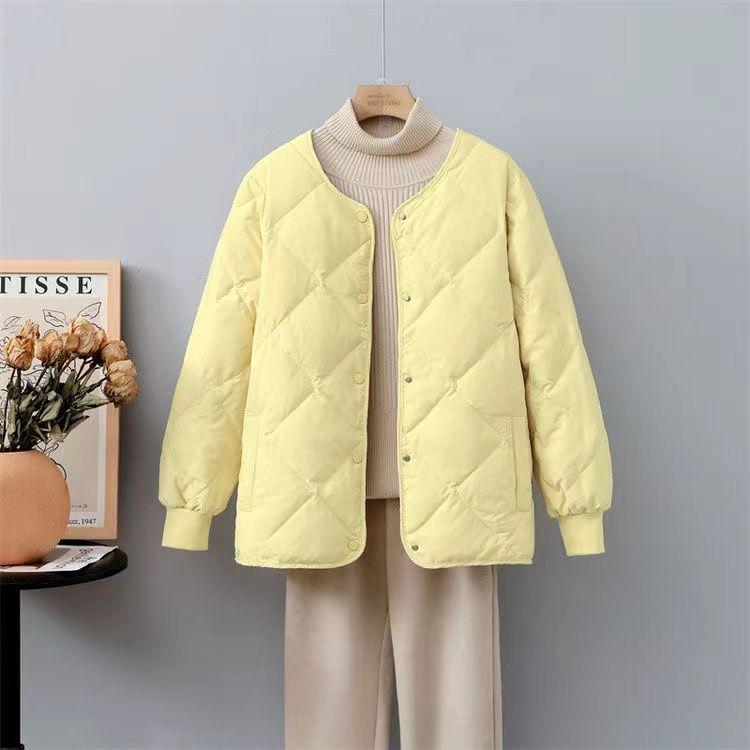 Autumn and Winter Short Hong Kong Style Diamond-Quilted Lightweight Down Cotton Coat Women's Loose Padded Jacket