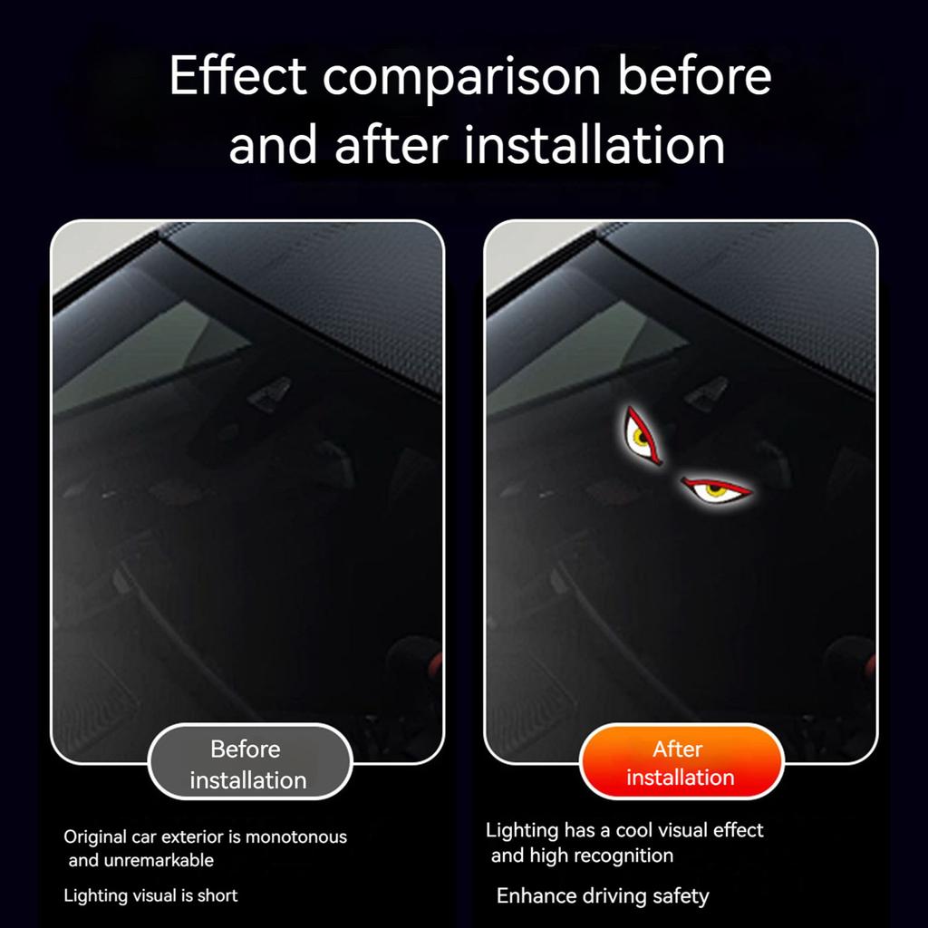 1-5pcs Car LED Devil Eyes Light Decorative Lights USB Warning Lights Dynamic Demon Eye Lights Atmosphere Light Auto Accessories