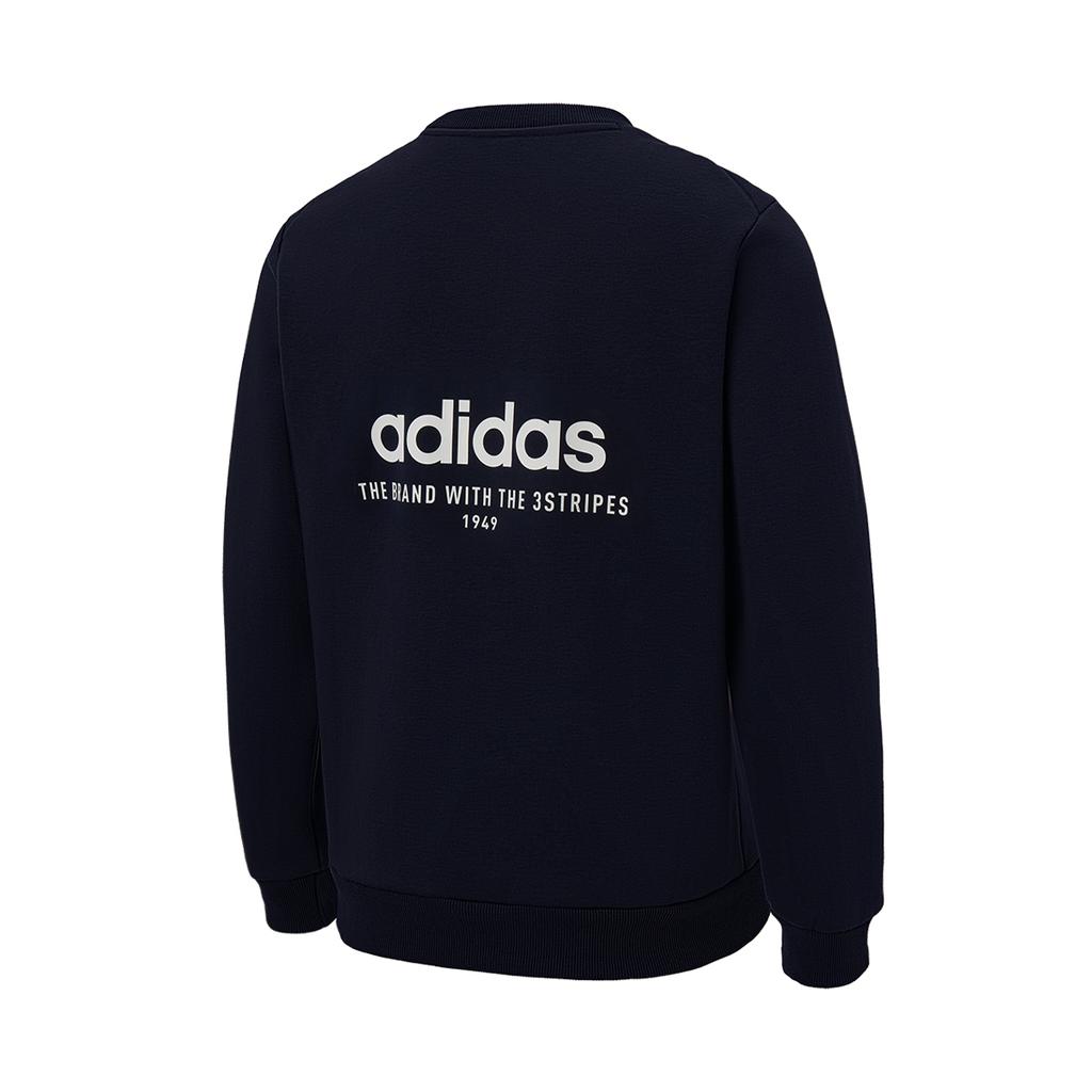 Adidas Crew Neck Pullover Fleece Long Sleeve Sweatshirt Men Sweatshirt Navy-Blue JX9403