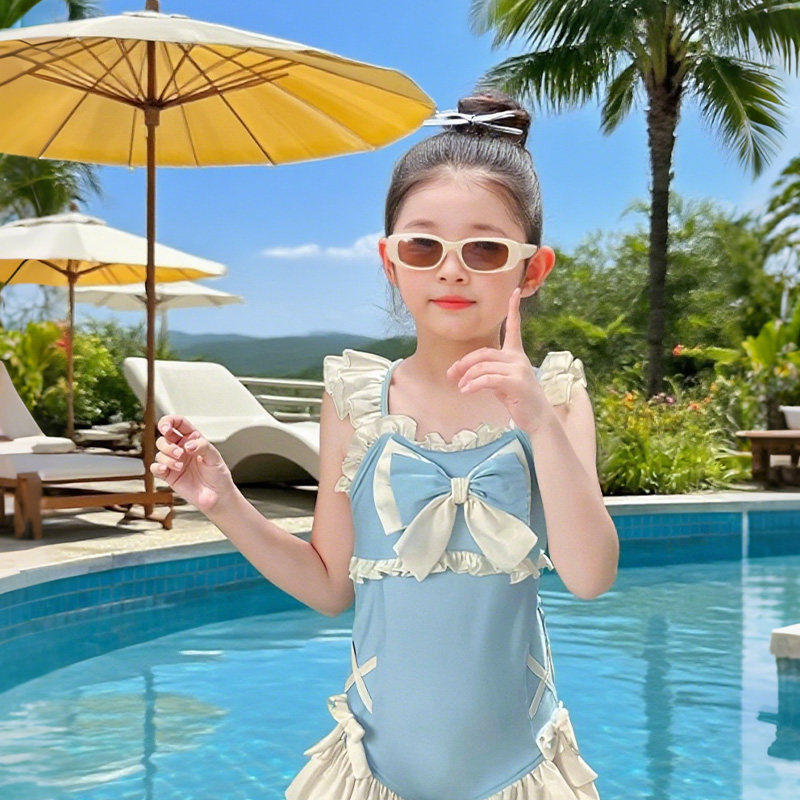 Girls One Piece Rash Guard Swimwear Quick Dry Princess for Beach Vacation
