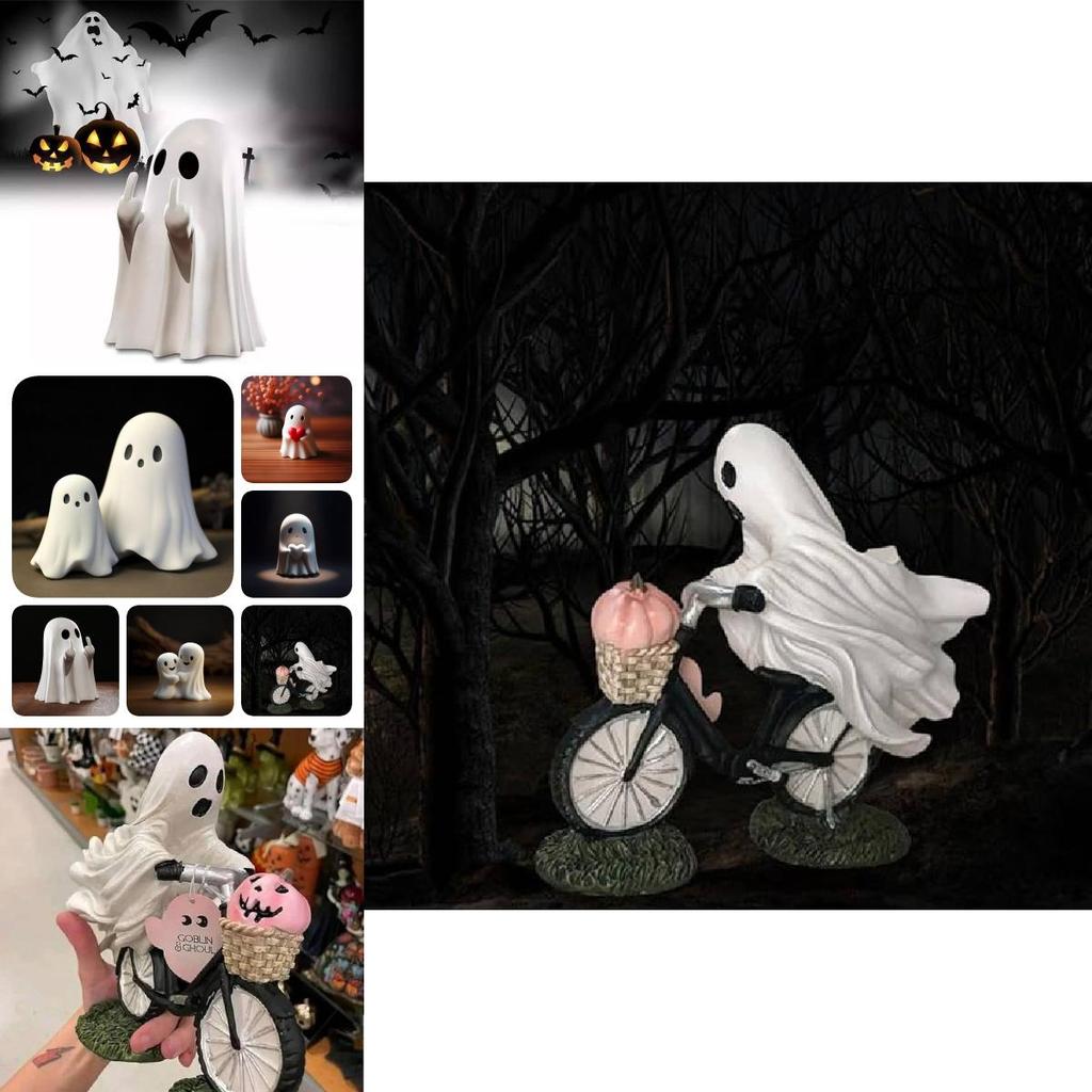 Adorable Halloween Ghost Figurine Set For Charming Home Office And Garden Decor