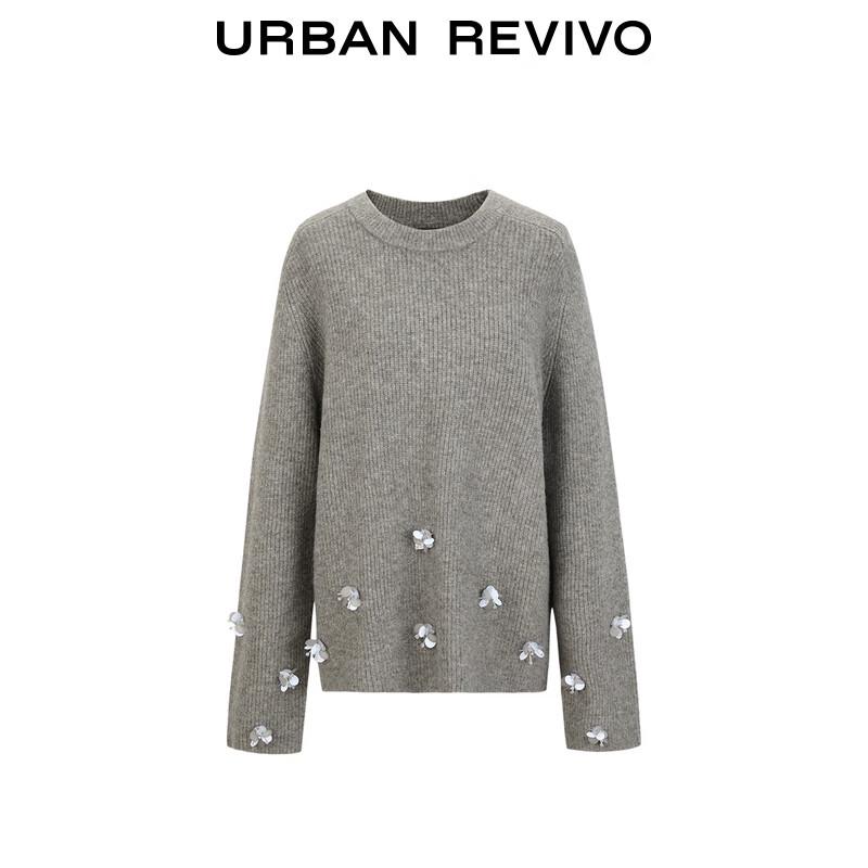UR 2024 Winter Retro Sequin Embellished Knit Sweater