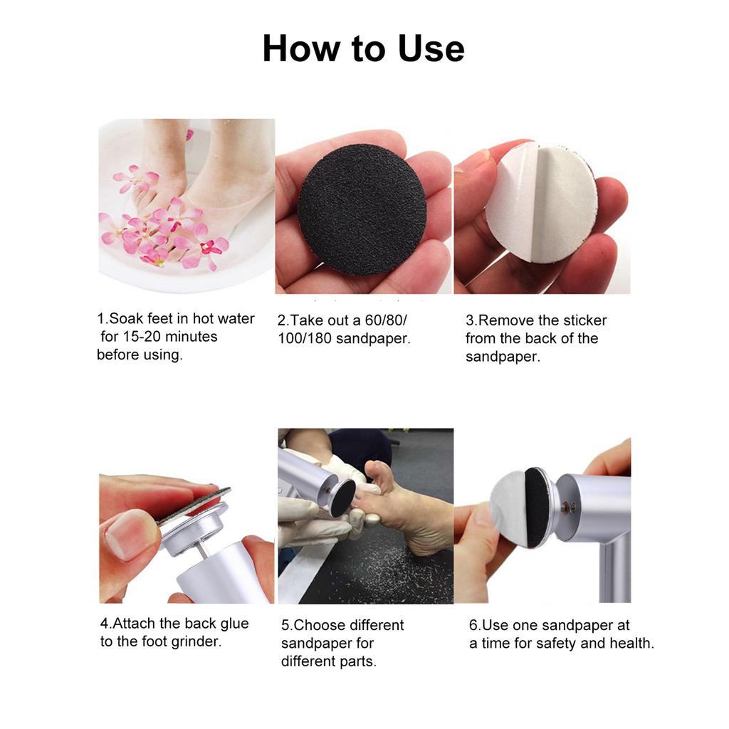Electric Foot Callus Remover, Cordless Foot File with 3 Speeds, 80 120 Grit Sanding Discs, Nail Polishing Attachments,