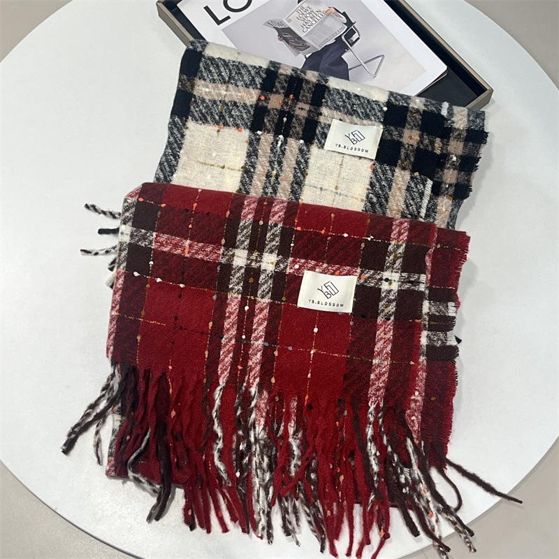 Korean Star Red Plaid Scarf for Women: Warm, Versatile, & Stylish (Autumn/Winter 2025)