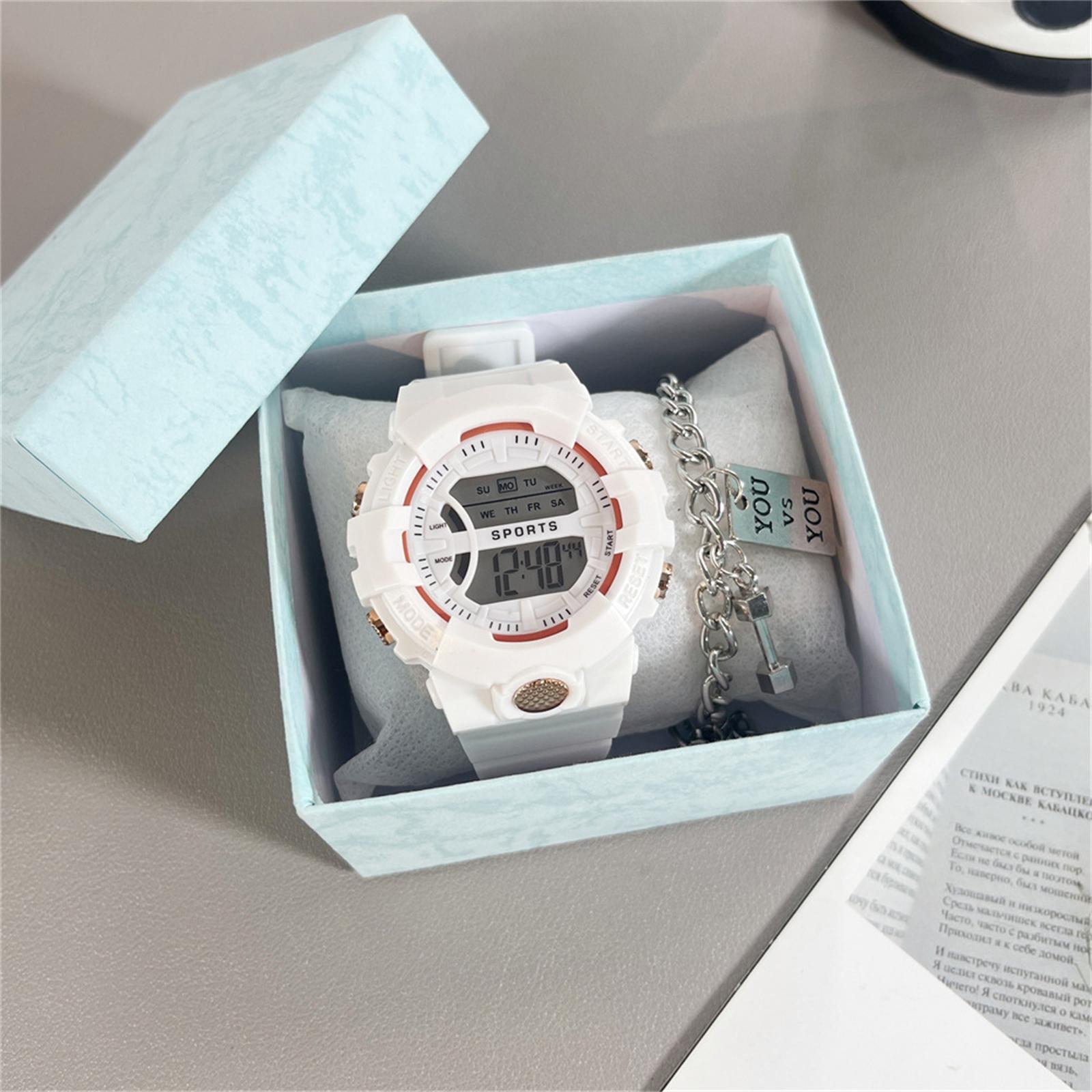 

Men s Waterproof Luminous Running Alarm Clock Watch One Size белый