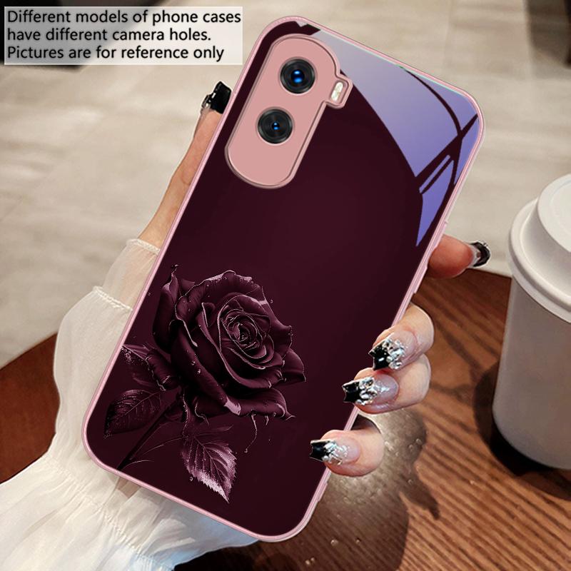 The Dark Golden Rose For Honor 200 90 8X 9X Pro Lite P50 P40 Nova 10 11i P60 Magic4 6 Mate 20 50 Tempered Glass Phone Case