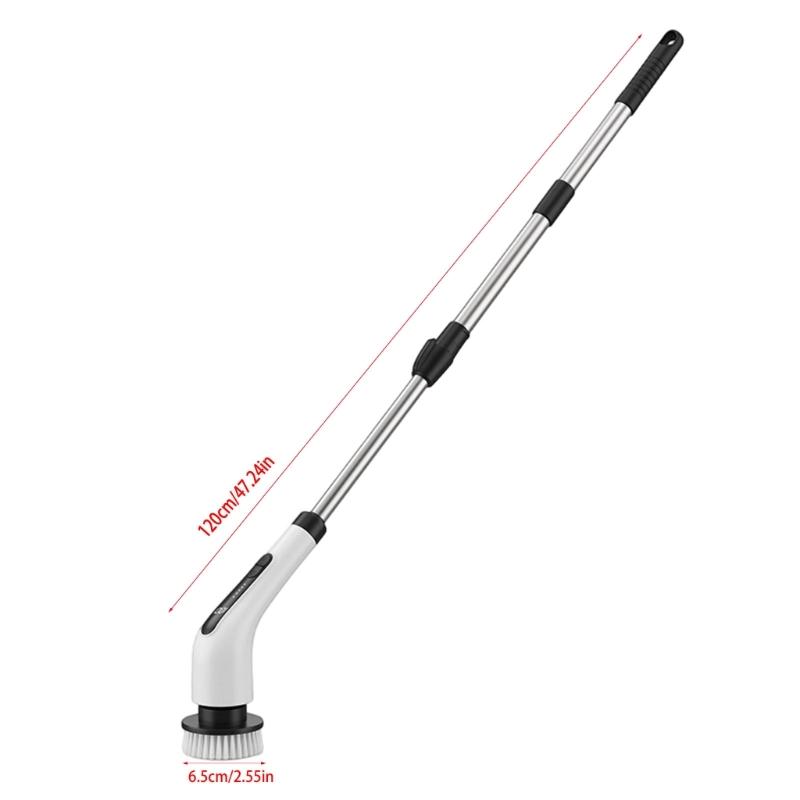 Rechargeable Power Scrubber with 2000 mAh Battery, Long Handle, and Round Brush Head for Sinks, Stovetops, Tile Grout, and Bathroom Edges