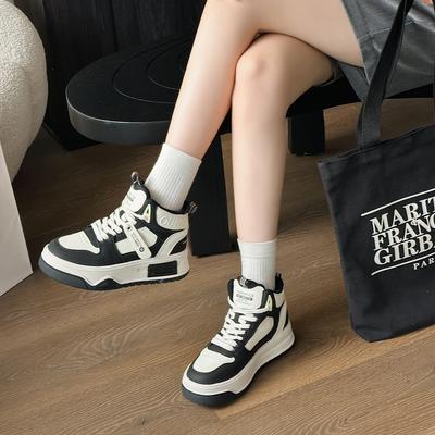 Hohe Schuhe für Damen im Herbst und Winter, neue dicke Sohle, lässige, vielseitige, leichte Gaobang Sportschuhe für Damen