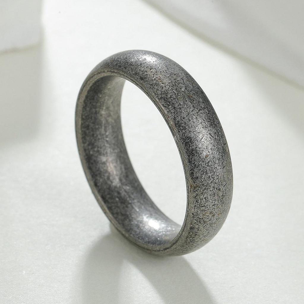 6mm Wide 304 Stainless Steel Men's Antique Silver Ring - Simple Retro Couple Jewelry