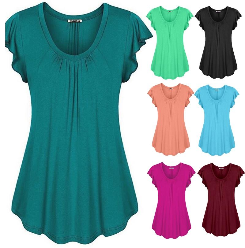 Plus Size Women's Summer Short Sleeve Blouse T Shirt Tops Casual Loose Tunic Tee For Effortless Style And Comfort