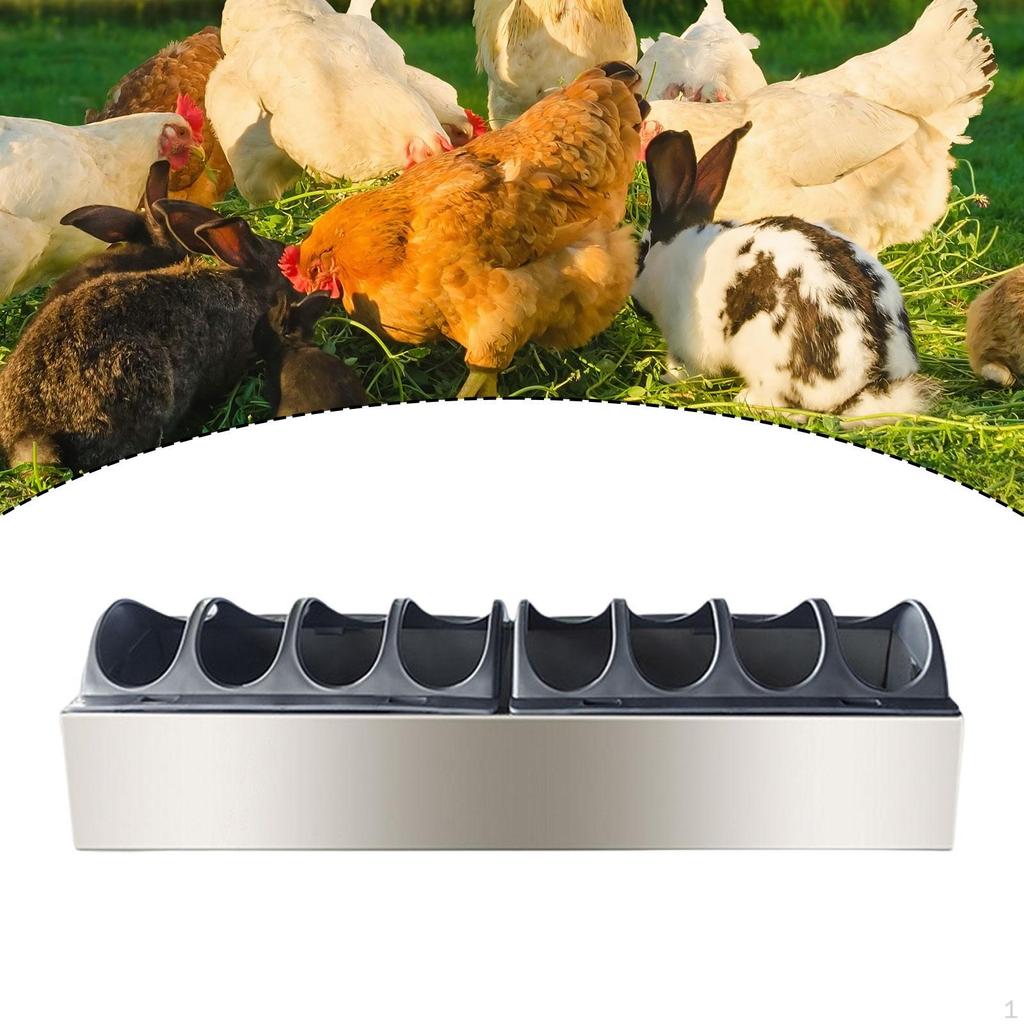 Feeder Trough Chick Feeding Dispenser No Waste Stainless Steel Tray for Bird Parrots Turkey