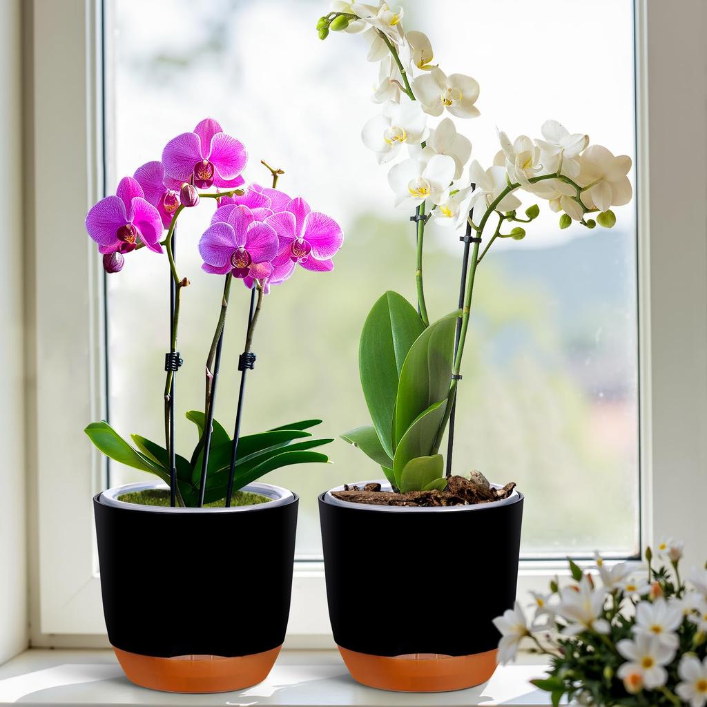 Orchid Pots with Holes for Repotting Flower Pot Plastic Orchid Pot Inner Clear Orchid Planter Self Watering Plant Pot with Injec