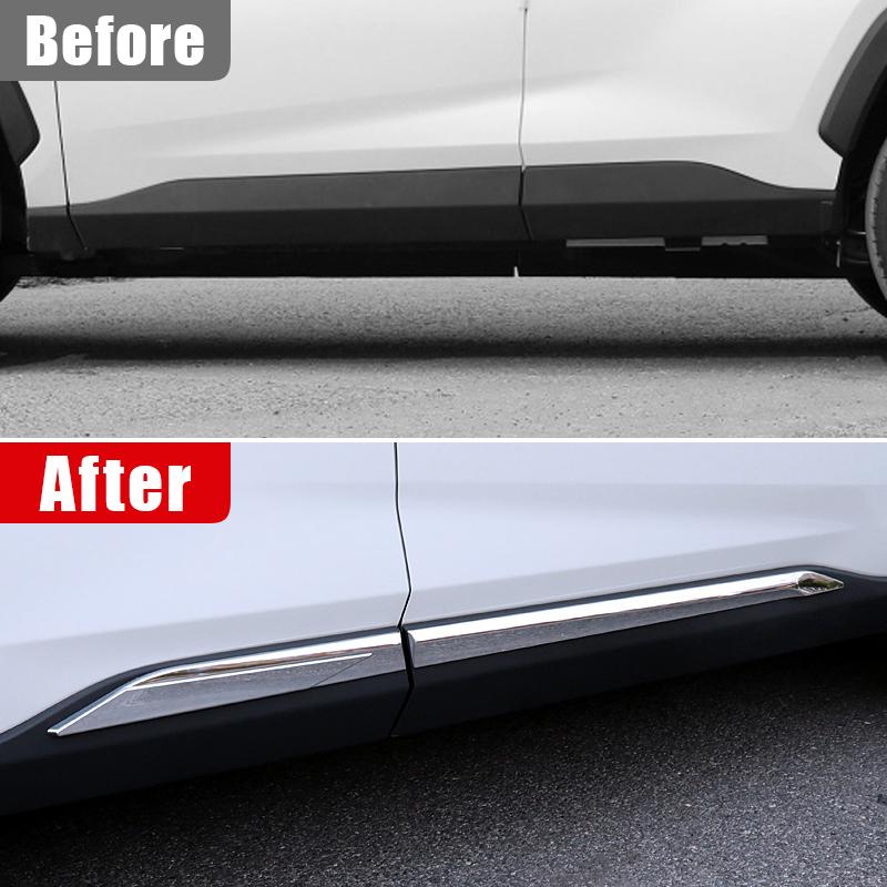 Car Side Skirt Stickers Side Body Door Trim Strips For Toyota RAV4 XA50 2024 2025 Hybrid Accessories