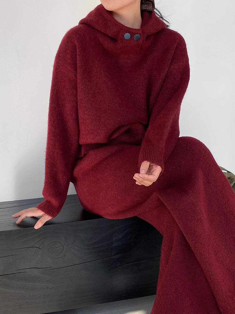 

Jiang Zuo Grey Hooded Knit Cardigan: 2025 Winter Loose Style Soft Pullover (N836) One Size