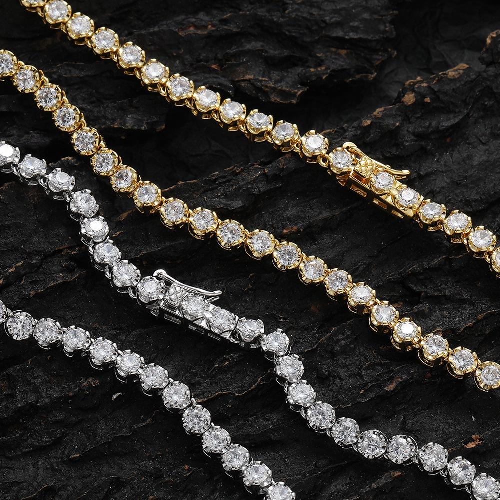 

Кружевная теннисная цепь 3 мм: Модные Европейские и Американские Хип-Хоп Украшения - Легкая Роскошь Высококачественное Тонкое Ожерелье 16 inch серебряный