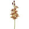 Gelber Künstlicher Cymbidium-Orchideenstiel, Kunstorchidee mit Blüten & Knospen, Kunstblume für Heimvasendekor