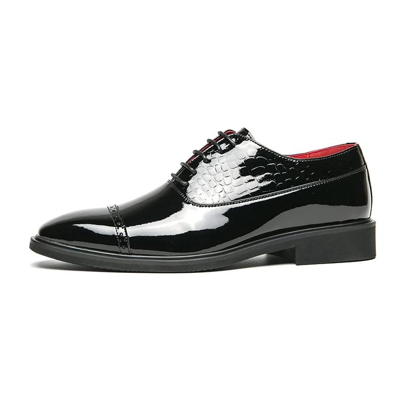 Fashion New Men's Wedding Shoes Black Gold Patent Leather Derby Shoes Lace-up Solid Business Formal Shoes for Men Size 38-46