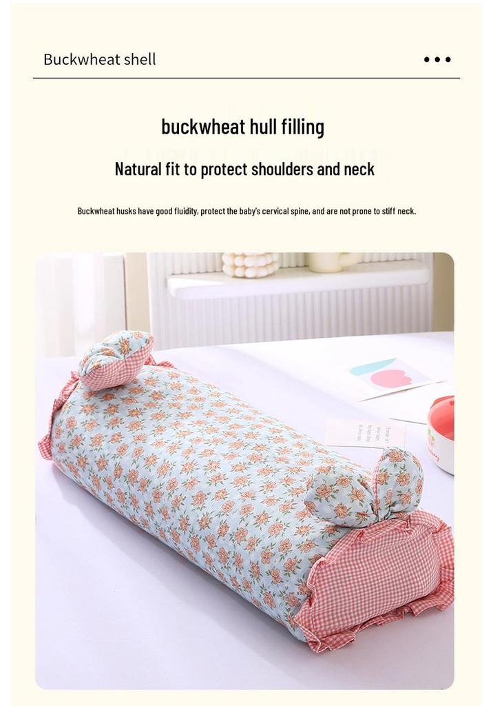Pure Cotton Cartoon Buckwheat Pillow - Breathable, Sweat-Absorbent, Herbal Core, Removable & Washable Cover, Ideal for Kids & Students.