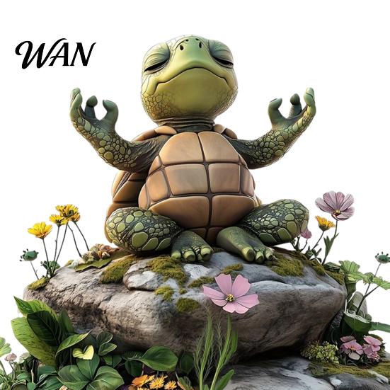 Yoga Turtle Decoration Garden Stake, 2D Flat Acrylic Sitting Zen Decoration, Sit Courtyard Stake In Meditation Yard Art for Planter Lawn Plant Pot