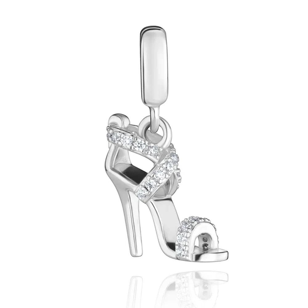 Pure Silver 925 Bracelet for Women Fashion Jewelry with High Heels Sandals Pendant Beads Original Charms
