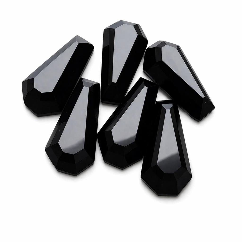 AAA Schwarzer Onyx Sargform Edelstein Tablette Schliff Loser Stein für Schmuckherstellung Natürlicher Schwarzer Onyx Cabochon Gothic Schmuckzubehör