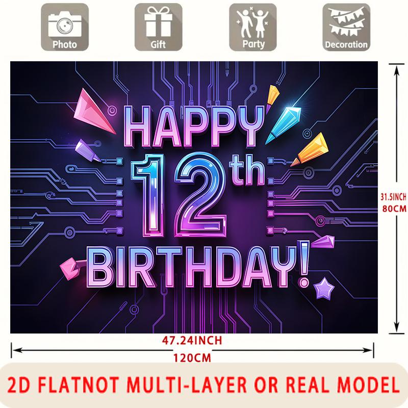 Party Backdrop Birthday 12Th Photo Booth Background Front Door Decor