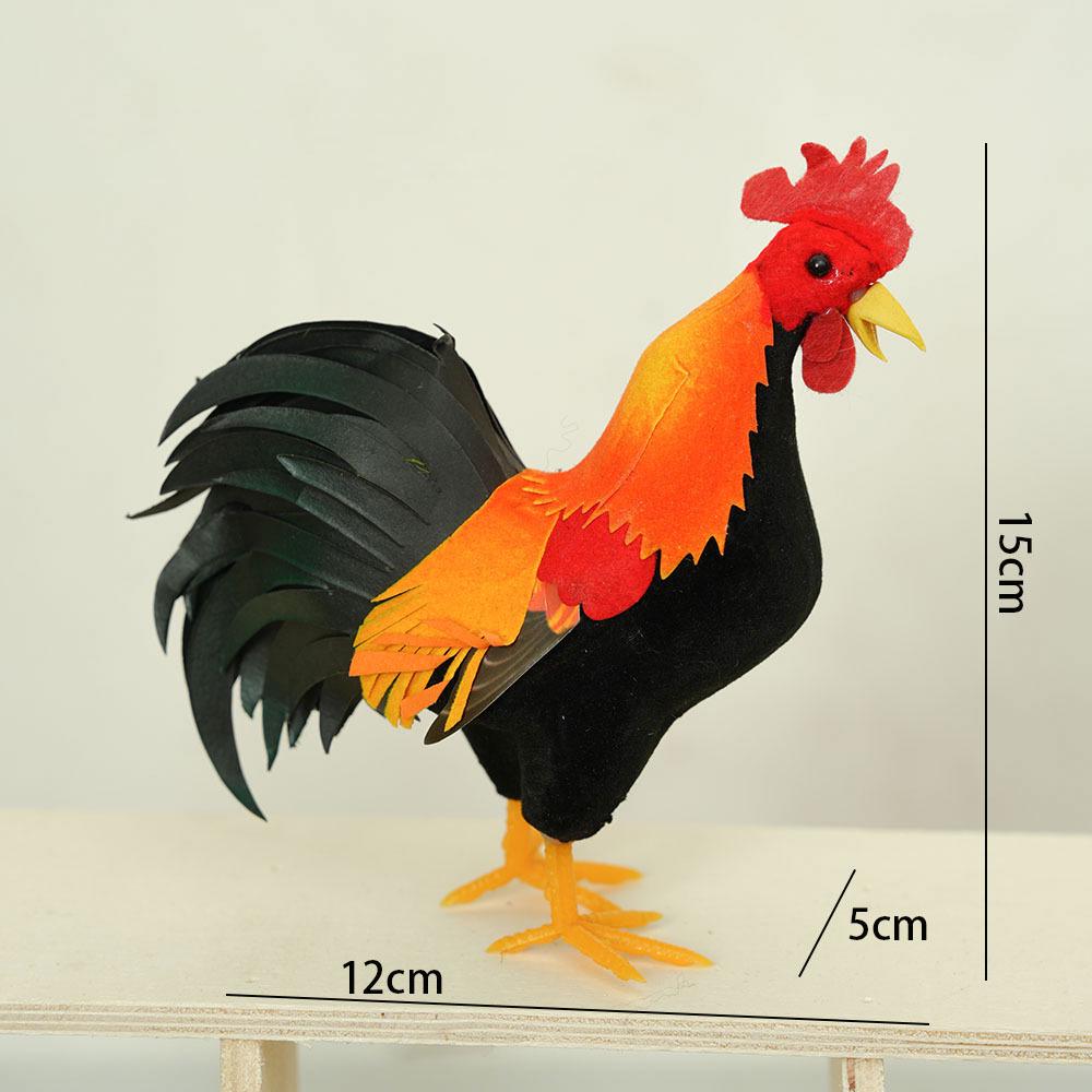 Porcelain Hen and Rooster Feather Ornament for Display and Photography Prop