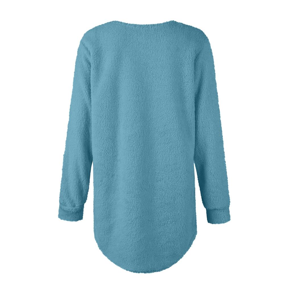 Women's Fashion Loose-Fit Round Neck Long-Sleeve Sweater Casual Solid Color Top