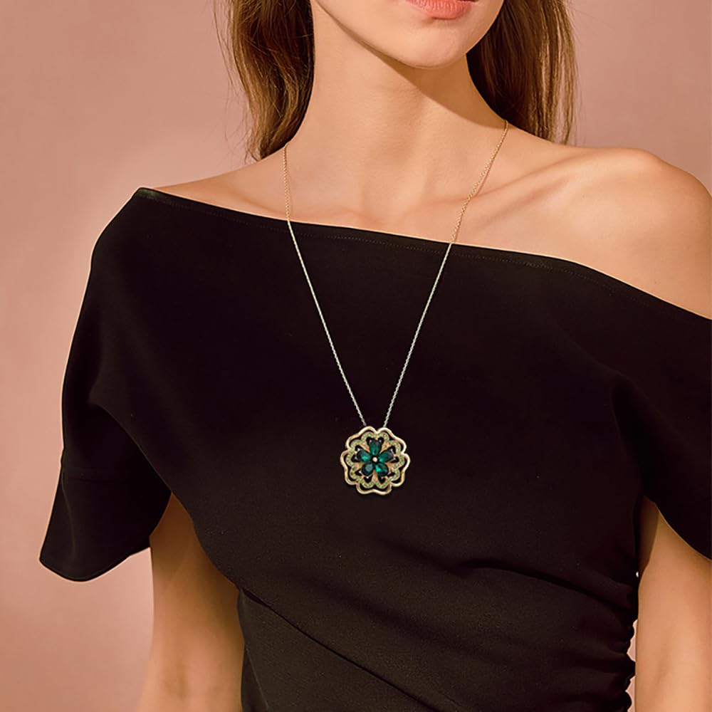 Flower Brooch Green Stylish Sparkly Zirconia Brooch Corsage Breast Decoration Green Gem Graduation Birthday Cute White Day Jewelry FH.bird