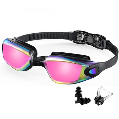 Swimming Goggles Adult Myopia Swimming Goggles One-piece Earplugs Electroplating Anti-fog High-definition Swimming Goggles