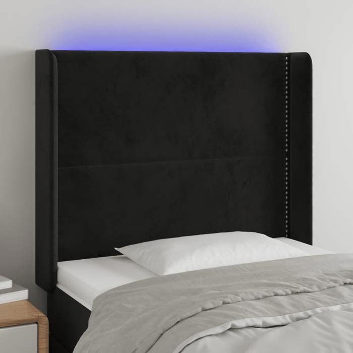 VidaXL Tête de Lit à LED Meuble de Chambre à Coucher Accessoire de Lit Simple Tête de Cadre de Lit Intérieur Noir 3123946