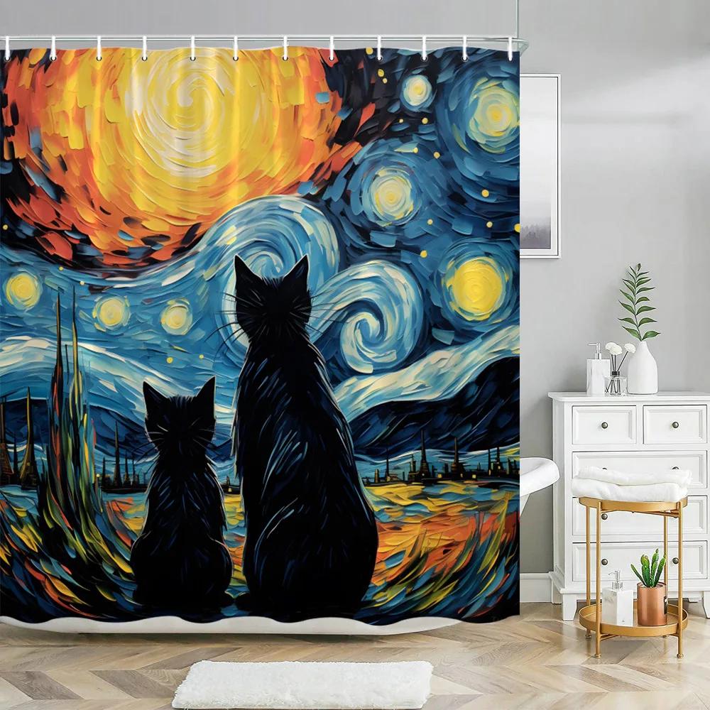 Abstract Art Impressionist Shower Curtain Beautiful Colourful Painting  Polyester Fabric Washable Shower Curtains Bathroom Decor
