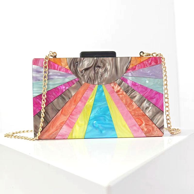 Wallets For Women Handbags Trends Shell Patchwork Clutch Purse Promotion Acrylic Evening Bag Shoulder Crossbody Wedding Banquet