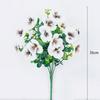 Aritificial Herbs Trinity Bouquet Flower 15 Heads Eucalyptus Leaf Pansy Bunch for Wedding Party Hotel Home Decor