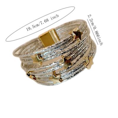 Sprzedam bransoletkę ze skóry PU Pentagram z wielowarstwową magnetyczną klamrą, modną bransoletką dla kobiet